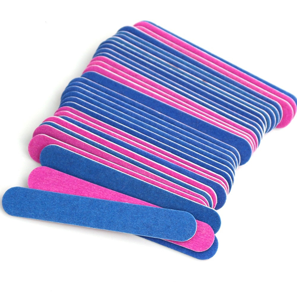 100 delni komplet pilic za pedikuro in manikuro | modro-roza