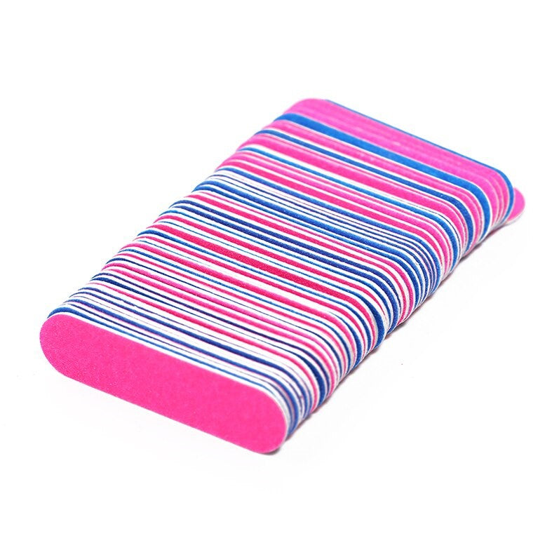 100 delni komplet pilic za pedikuro in manikuro | modro-roza | mini