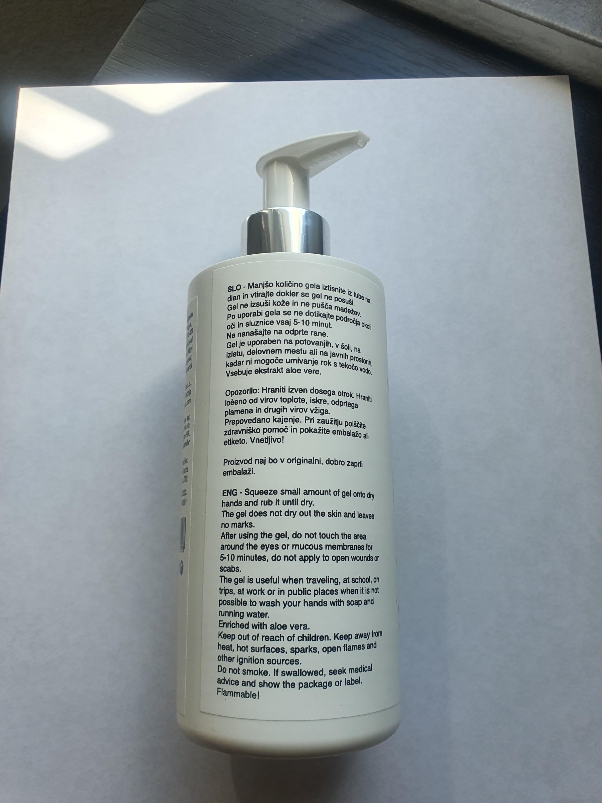 Alkoholni gel z aloe vero za suho umivanje rok 300 ml