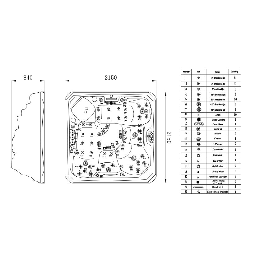 Premium masažni bazen zunanji ART - Azuro
