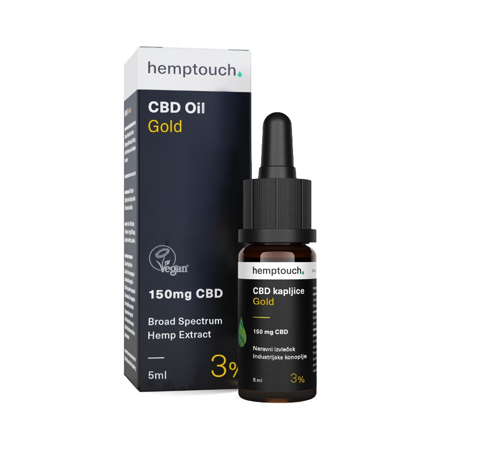 CBD kapljice Gold 150mg CBD Hemptouch 5ml (3%)