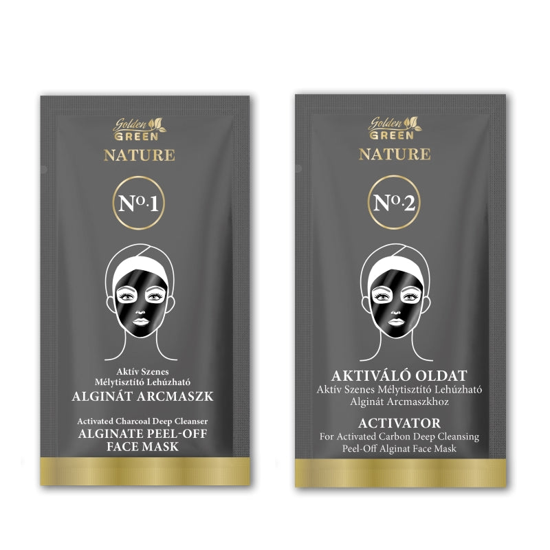 Golden GREEN Nature čistilna Peel of obrazna maska z aktivnim ogljem in aktivator 10g + 30ml