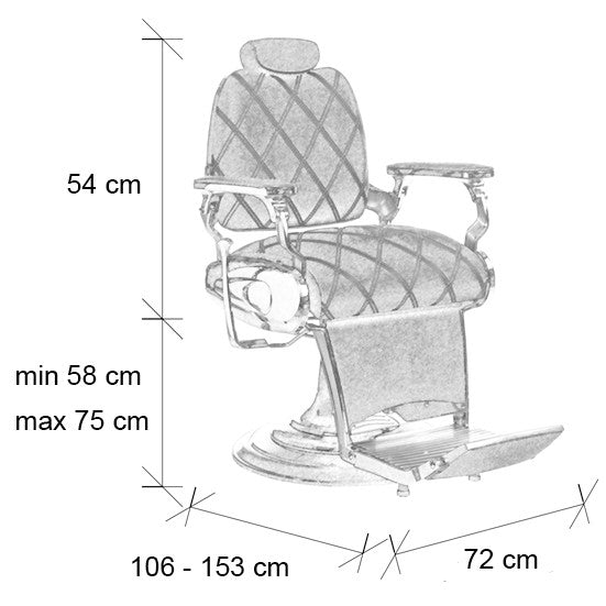 Frizerski - brivski stol Tiger dimenzije