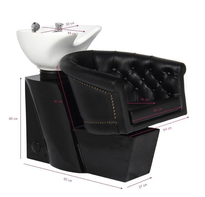 Frizerski umivalnik Londyn - črn dimenzije