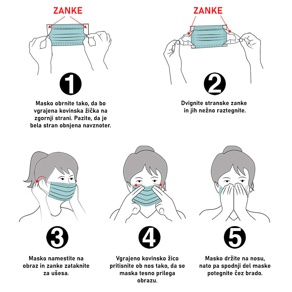 Higienska maska za obraz - 3 slojna | 50 kos