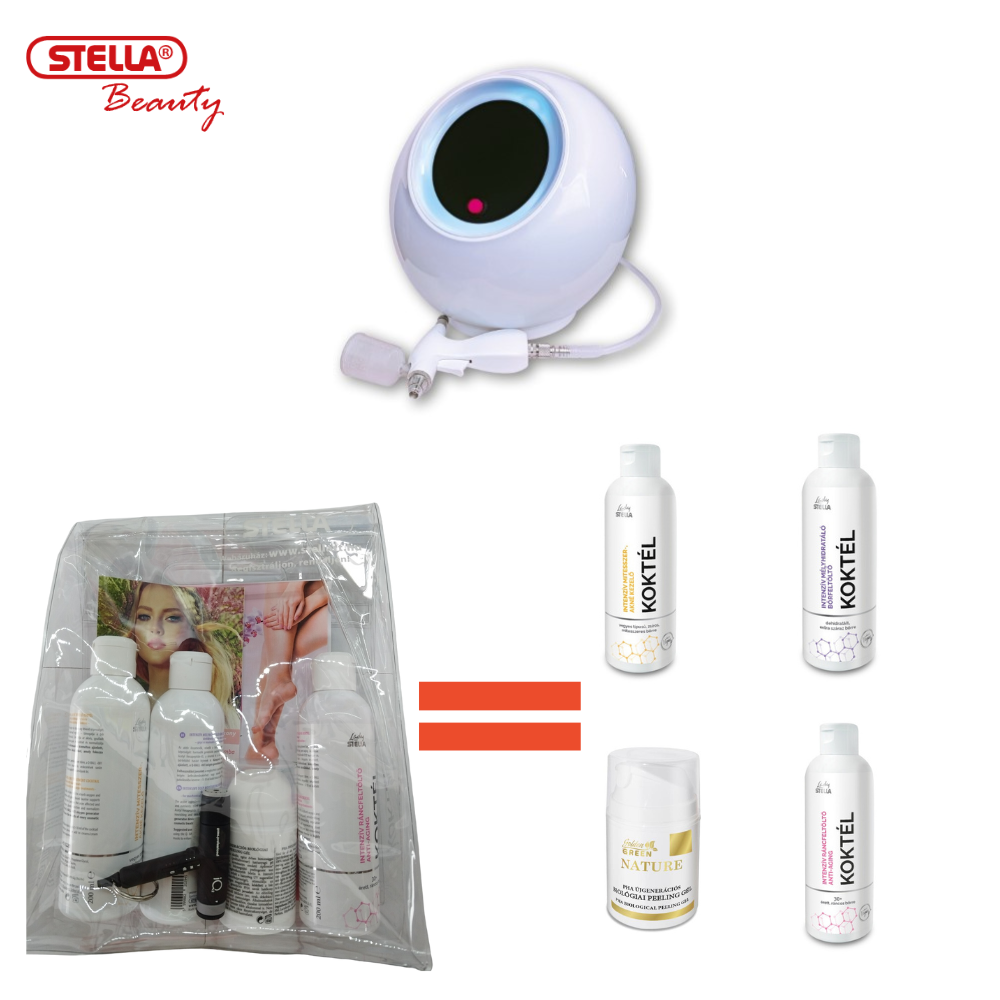 Kozmetična naprava OXY Q-ball za vlaženje in generator kisika + set treh koktejlov za obraz