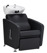 Frizerski umivalnik Komfort | črno oblazinjenje, bela keramika