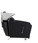 Frizerski umivalnik Komfort | črno oblazinjenje, bela keramika