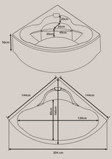 Masažna kad ART - Pompeii dimenzije
