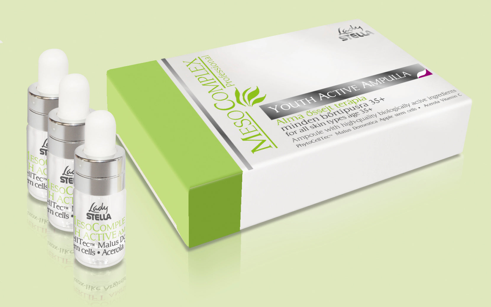 MesoComplex YOUTH ACTIVE pomlajevalne ampule z matičnimi celicami jabolka za vse tipe kože po 35. letu starosti 3x3ml