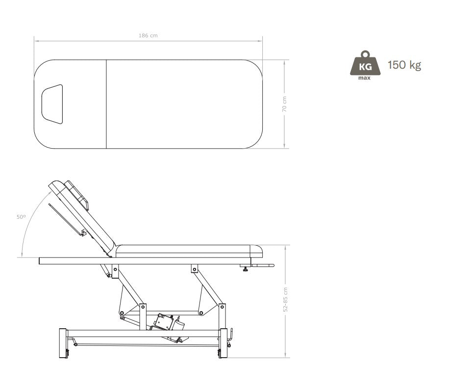 Električna masažna miza ANJA | 1 x motor | siva