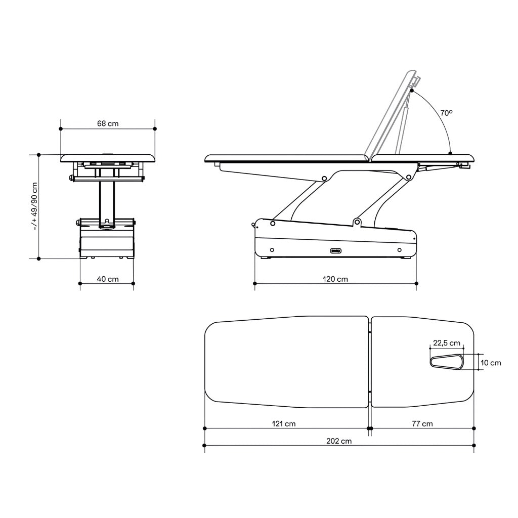 Dimenzije Swop masažna miza za začetnike