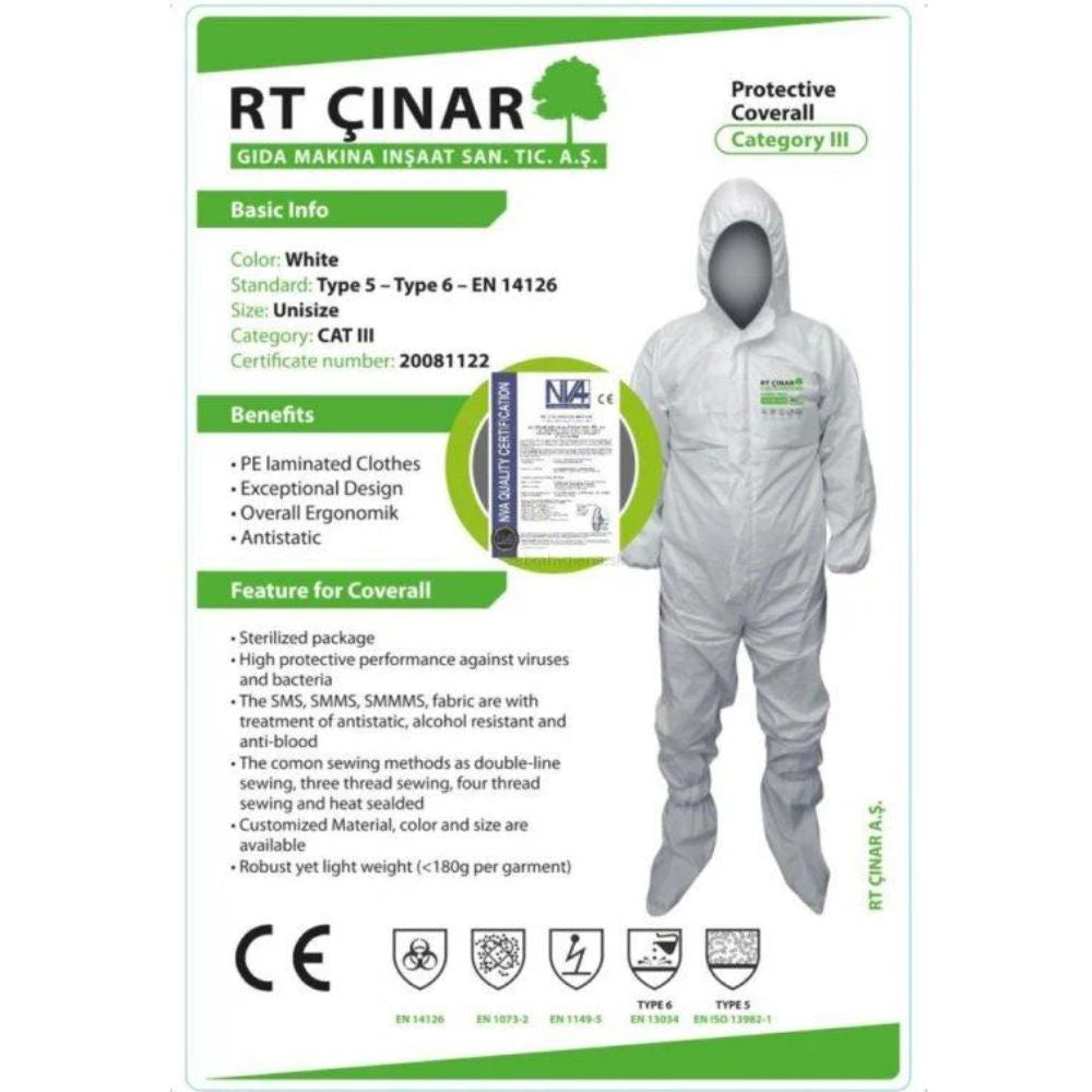 Zaščitni kombinezon vel. UNI kat. III - beli
