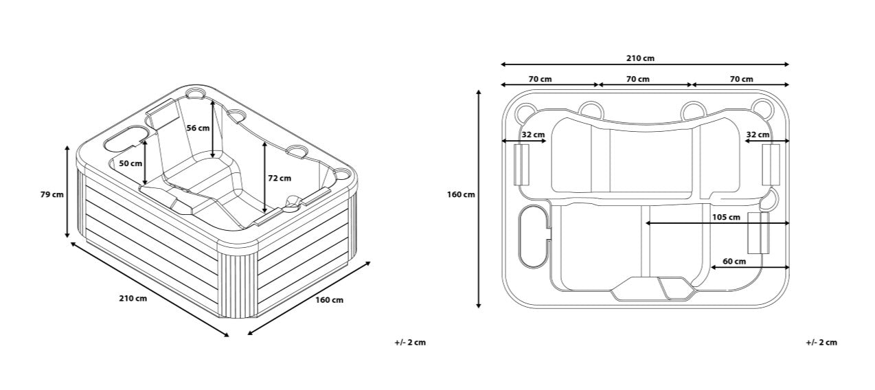 Zunanji SPA masažni bazen ART - Lion dimenzije