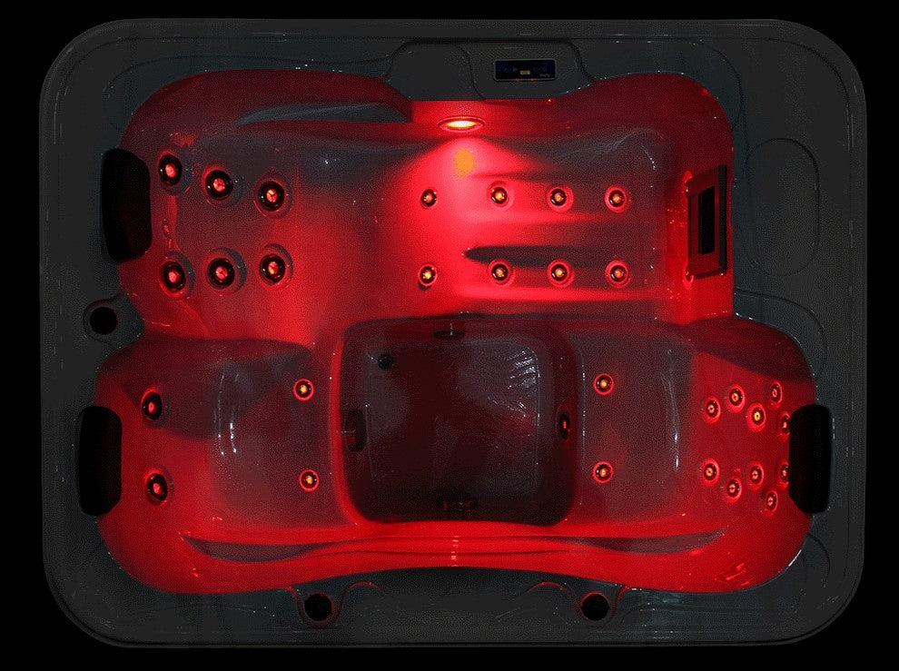 Zunanji SPA masažni bazen ART - Lion rdeča LED osvetlitev